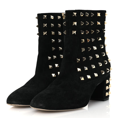 Valentino Garavani Suede Rockstud 100 Ankle Boots 38 Black 4 of 14