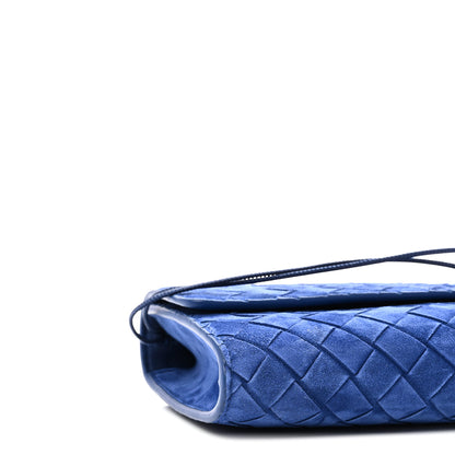 Bottega Veneta Suede Intrecciato Long Andiamo Top Handle Clutch Blue Royal 8 of 9