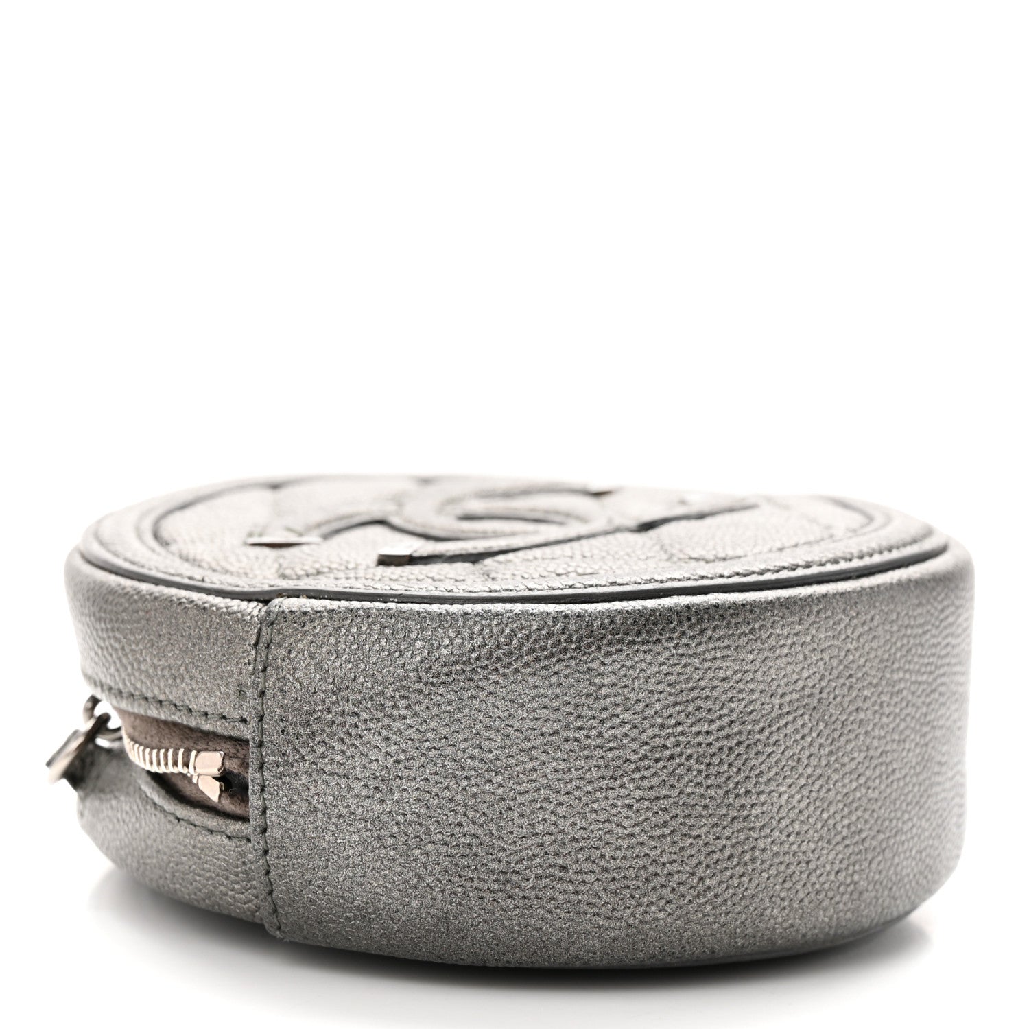 Chanel Metallic Caviar Quilted Round Filigree Crossbody Dark Silver 4 of 13