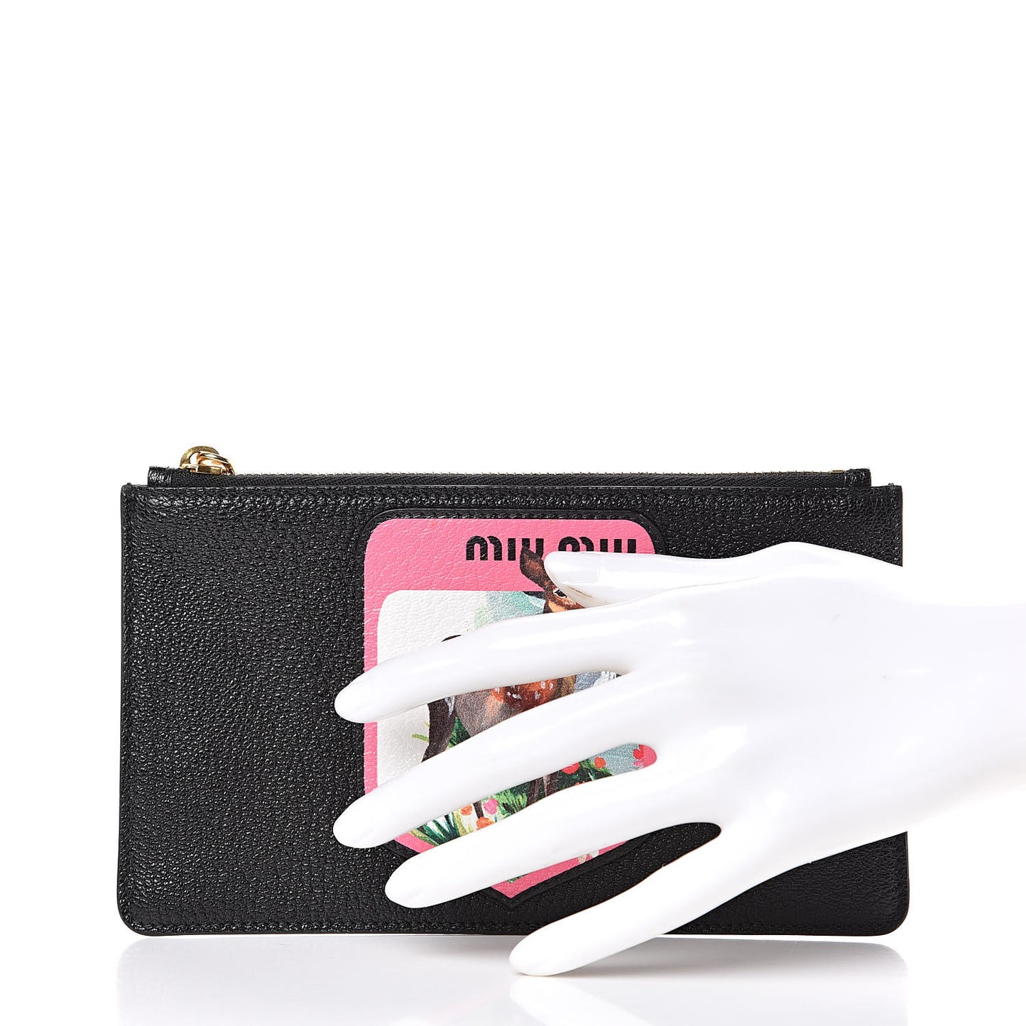 Goatskin Madras Blason Print Zip Envelope Black