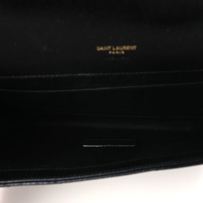 Saint Laurent Grain De Poudre Matelasse Chevron Monogram Envelope Clutch Black 5 of 10