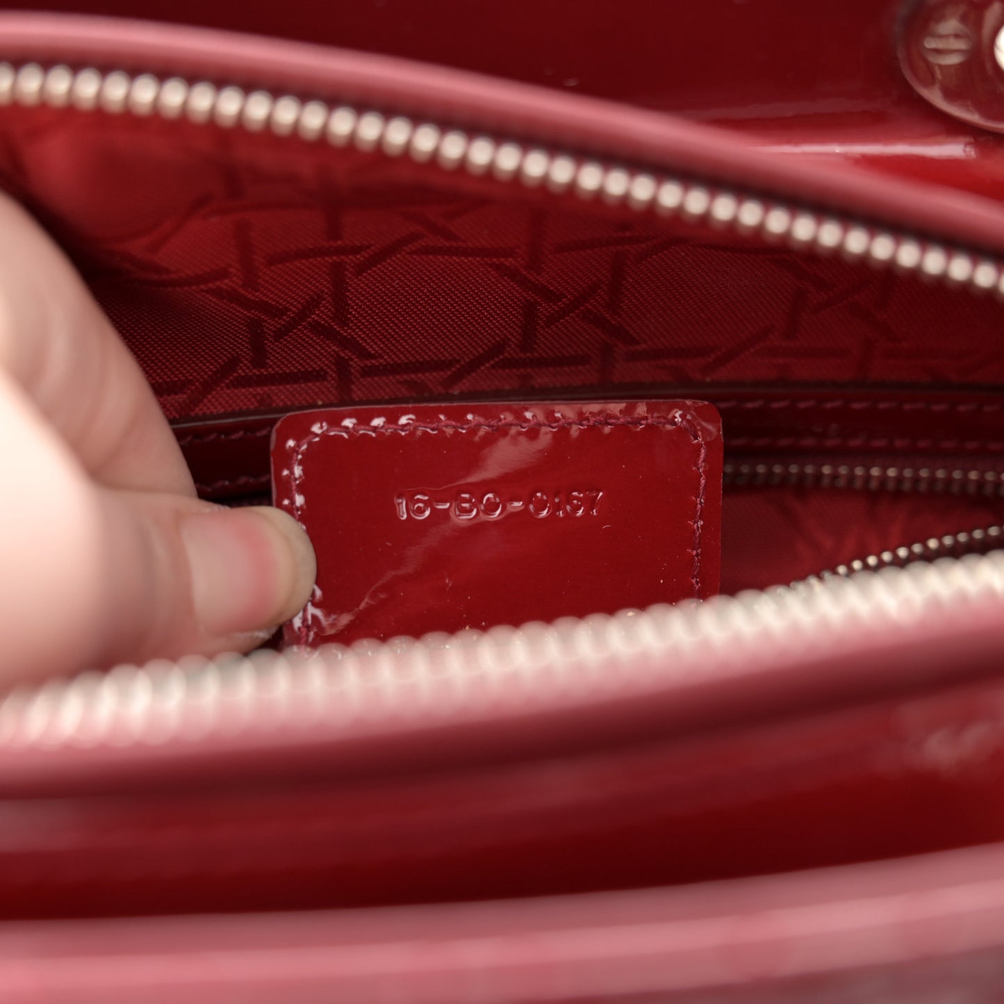 Patent Cannage Large Lady Dior Red