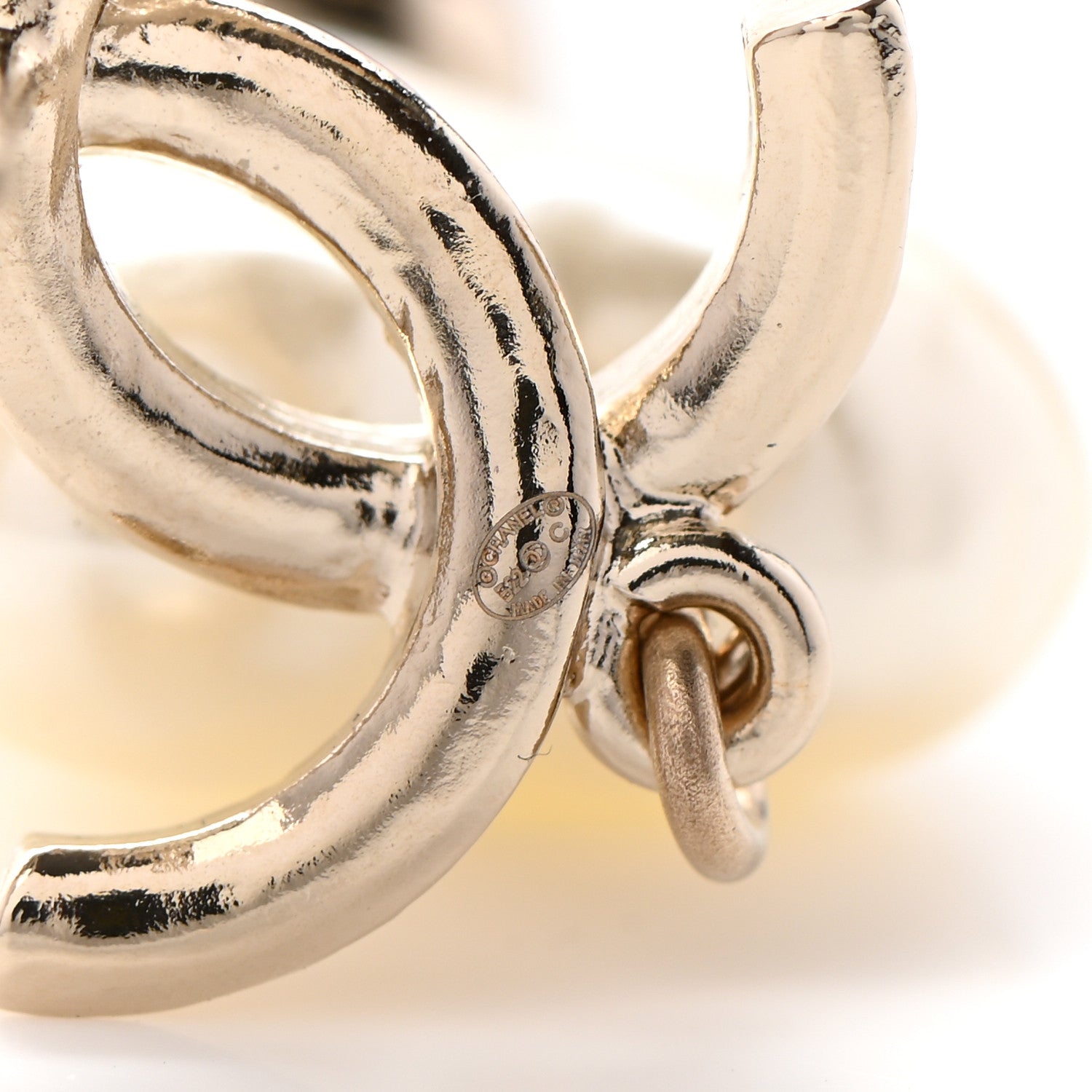 Chanel Pearl CC Double Heart Drop Earrings Gold 4 of 4