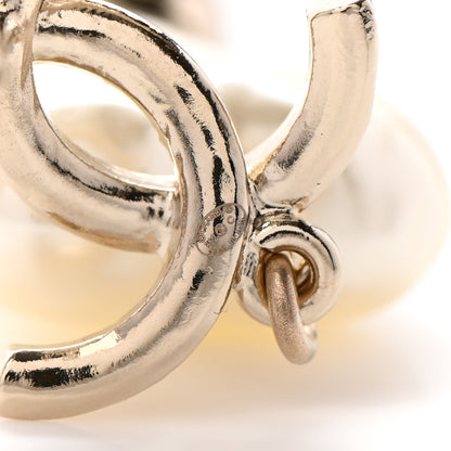 Chanel Pearl CC Double Heart Drop Earrings Gold 4 of 4