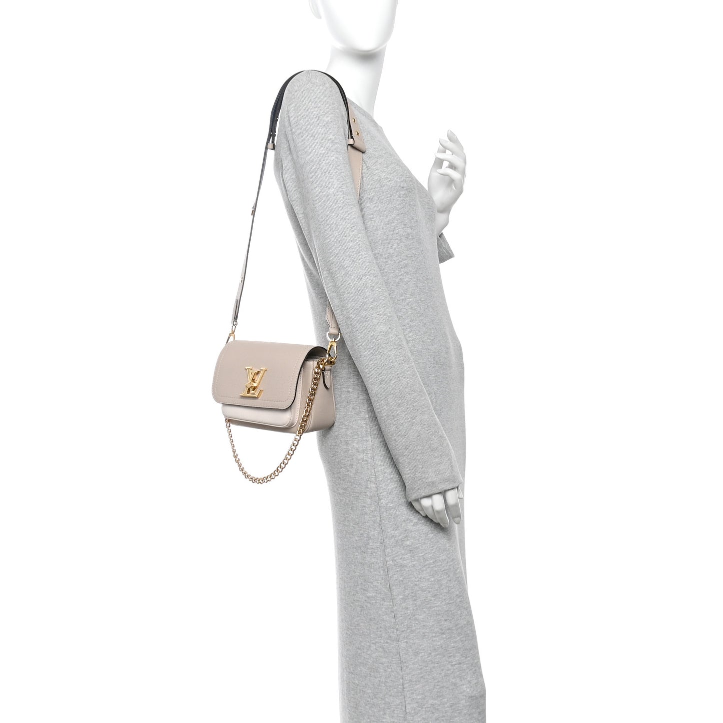 Grained Calfskin Lockme Tender Greige
