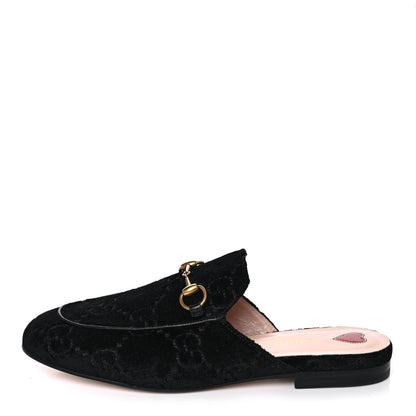 Gucci Velvet GG Monogram Womens Princetown Slippers 37 Black 1 of 9