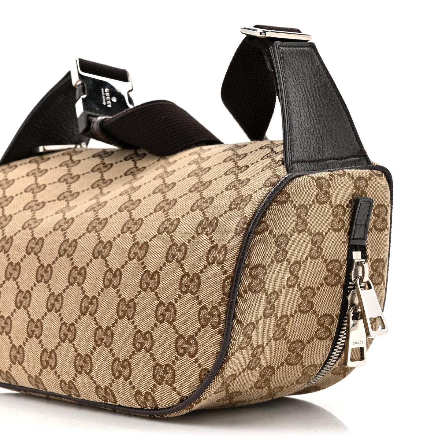 Monogram Dollar Calfskin Waist Pouch Beige Ebony Testa di Moro Marrone Scuro