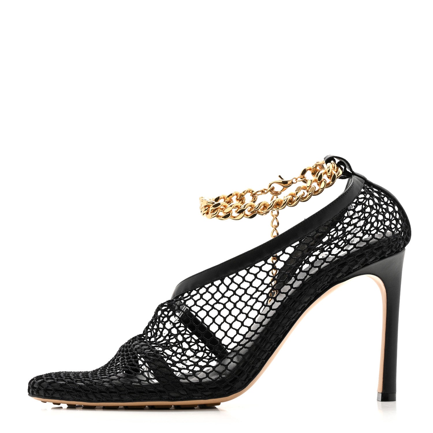 Bottega Veneta Mesh Nappa Chunky Chain Sandals 40 Black 1 of 10