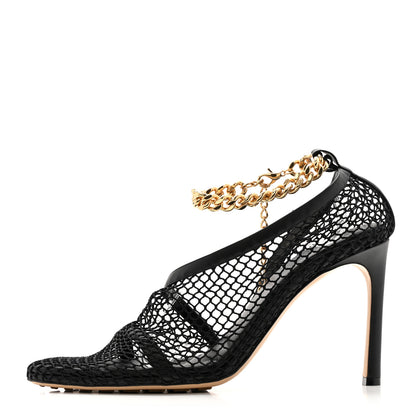 Bottega Veneta Mesh Nappa Chunky Chain Sandals 40 Black 1 of 10