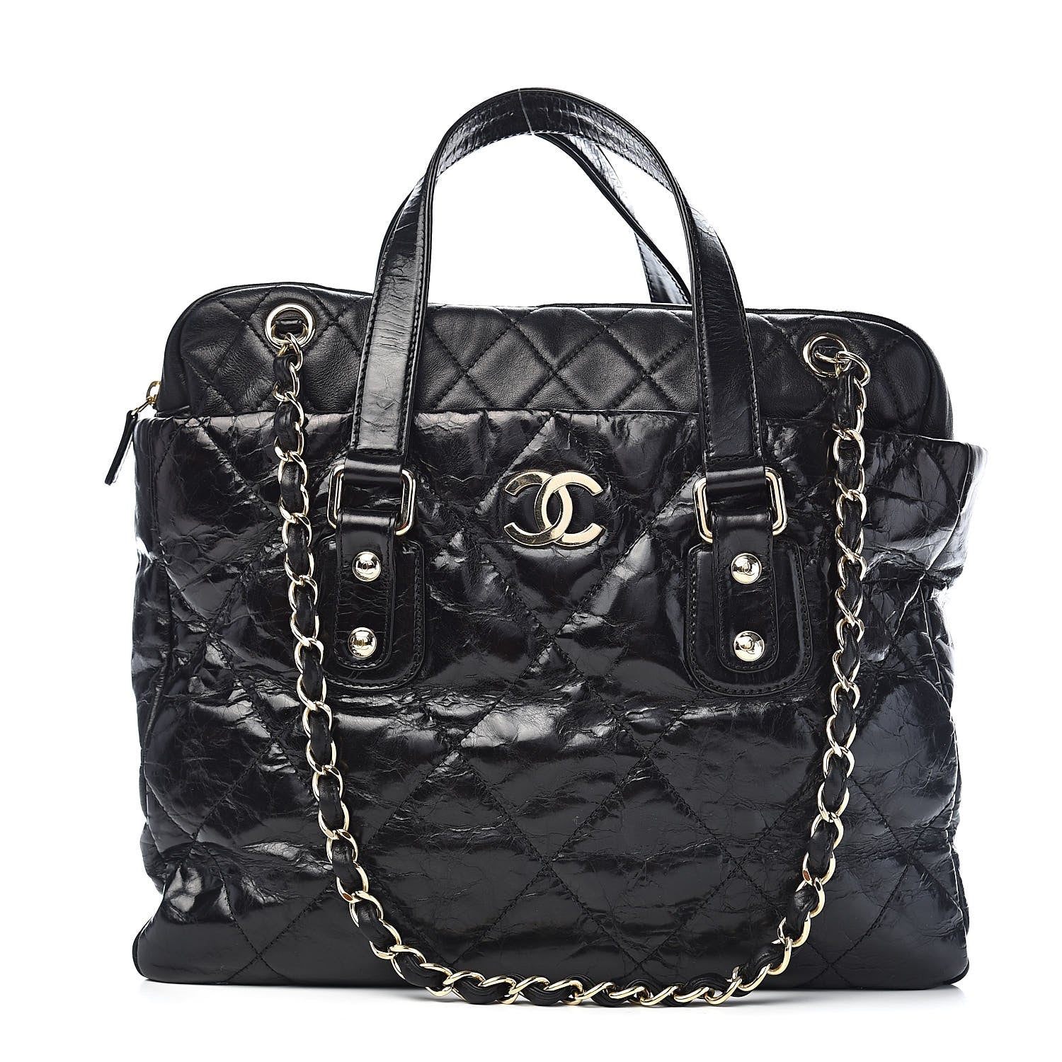 Chanel Glazed Calfskin Lambskin Quilted Portobello Tote Black 1 of 10