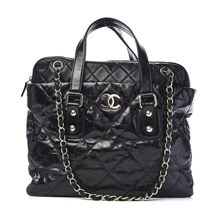 Chanel Glazed Calfskin Lambskin Quilted Portobello Tote Black 1 of 10