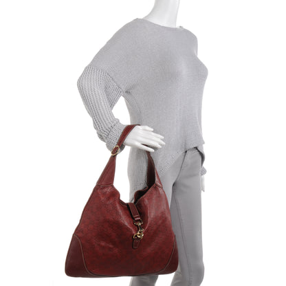 Gucci Guccissima Large Jackie O Bouvier Hobo Dark Red 2 of 8