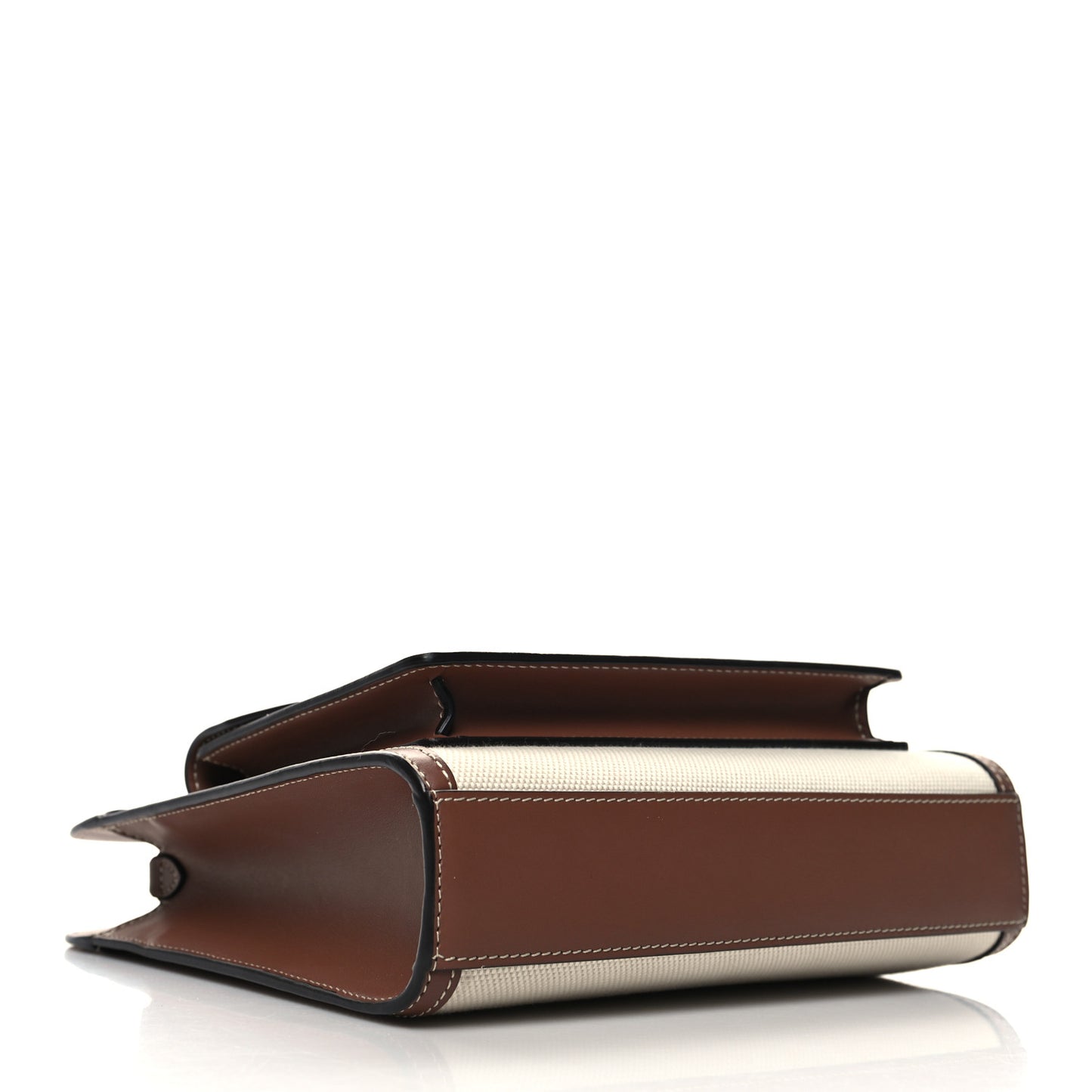 Canvas Smooth Calfskin Two Tone Mini Pocket Bag Natural Malt Brown