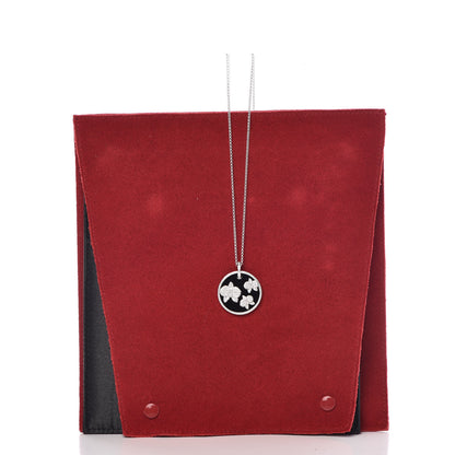 Cartier 18K White Gold Diamond Black Onyx Caresse D'Orchidees Par Cartier Round Pendant Necklace 7 of 7