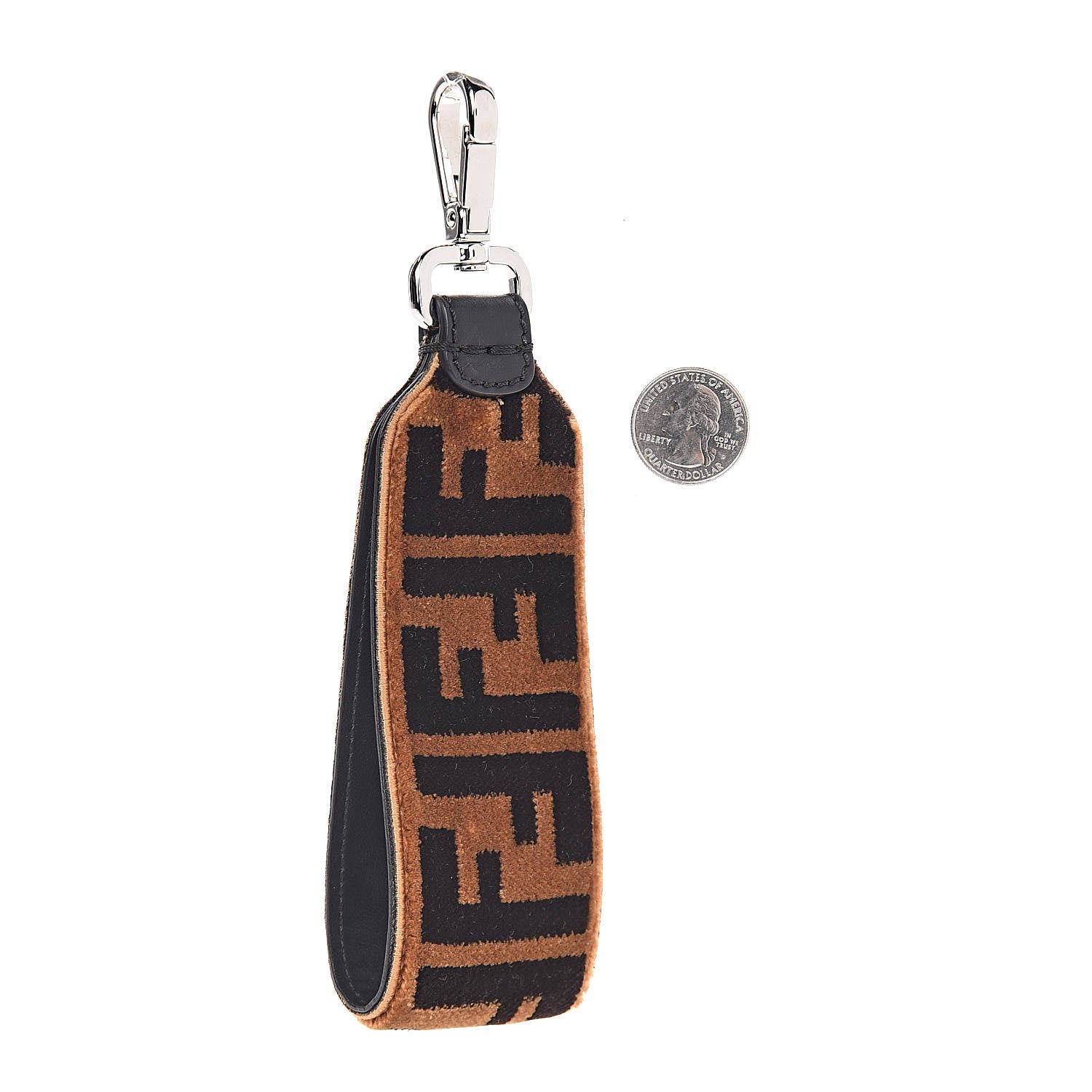 Fendi Velvet Tapestry FF Key Ring Tobacco 2 of 3