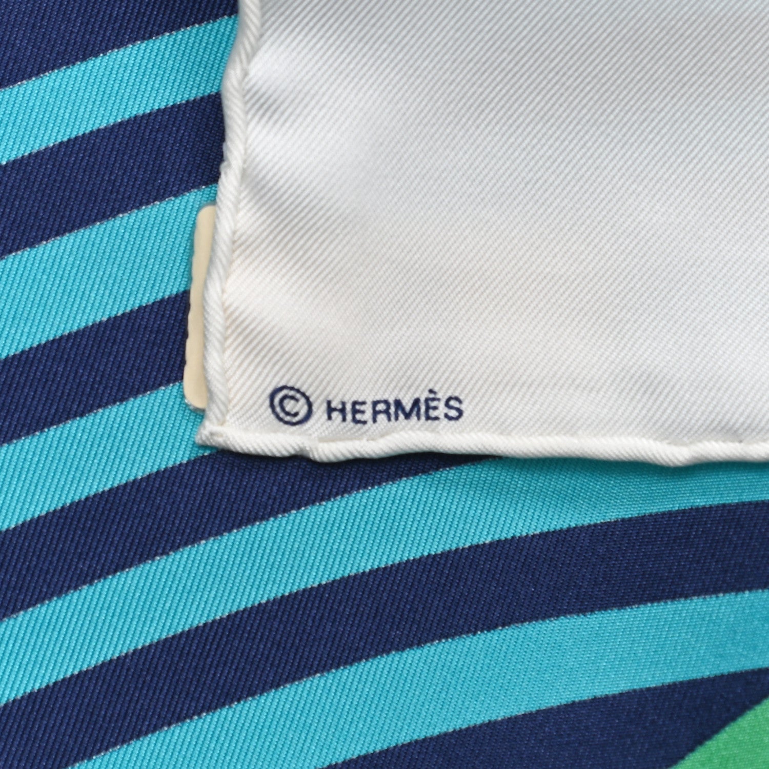 Hermes Silk Maillons De Joel Stein Scarf 90 White Vert Turquoise 5 of 6