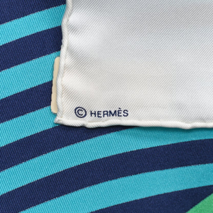 Hermes Silk Maillons De Joel Stein Scarf 90 White Vert Turquoise 5 of 6