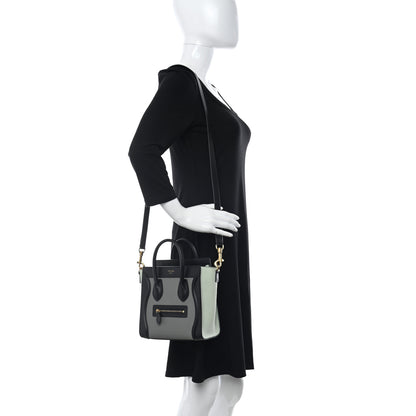 Celine Baby Grained Calfskin Nano Tri-Color Luggage Zinc Almond 2 of 13
