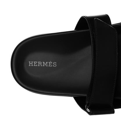 Hermes Calfskin Womens Chypre Sandals 40 Black 7 of 8