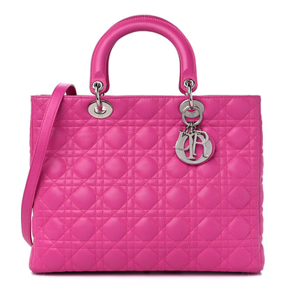 Christian Dior Lambskin Cannage Large Lady Dior Fuchsia 1 of 14