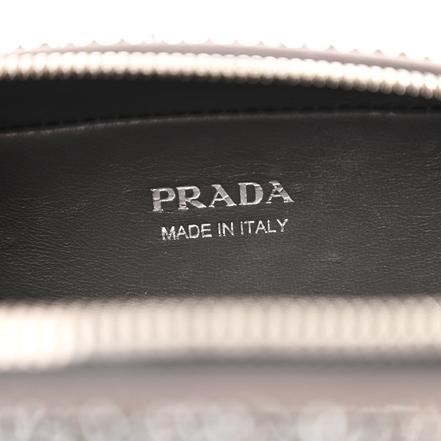 Satin Crystal Metal Triangle Logo Odette Crossbody Fumo