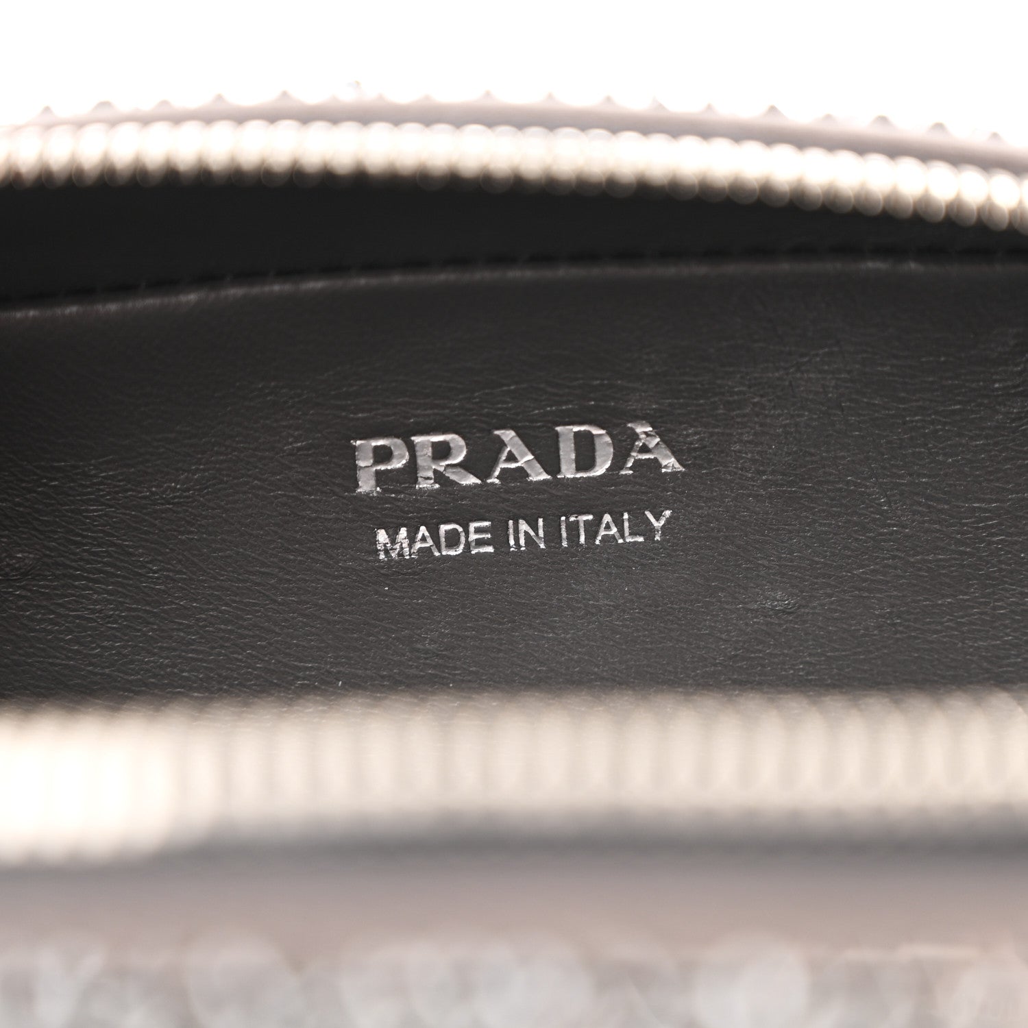 Prada Satin Crystal Metal Triangle Logo Odette Crossbody Fumo 6 of 10