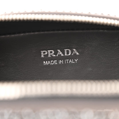 Prada Satin Crystal Metal Triangle Logo Odette Crossbody Fumo 6 of 10