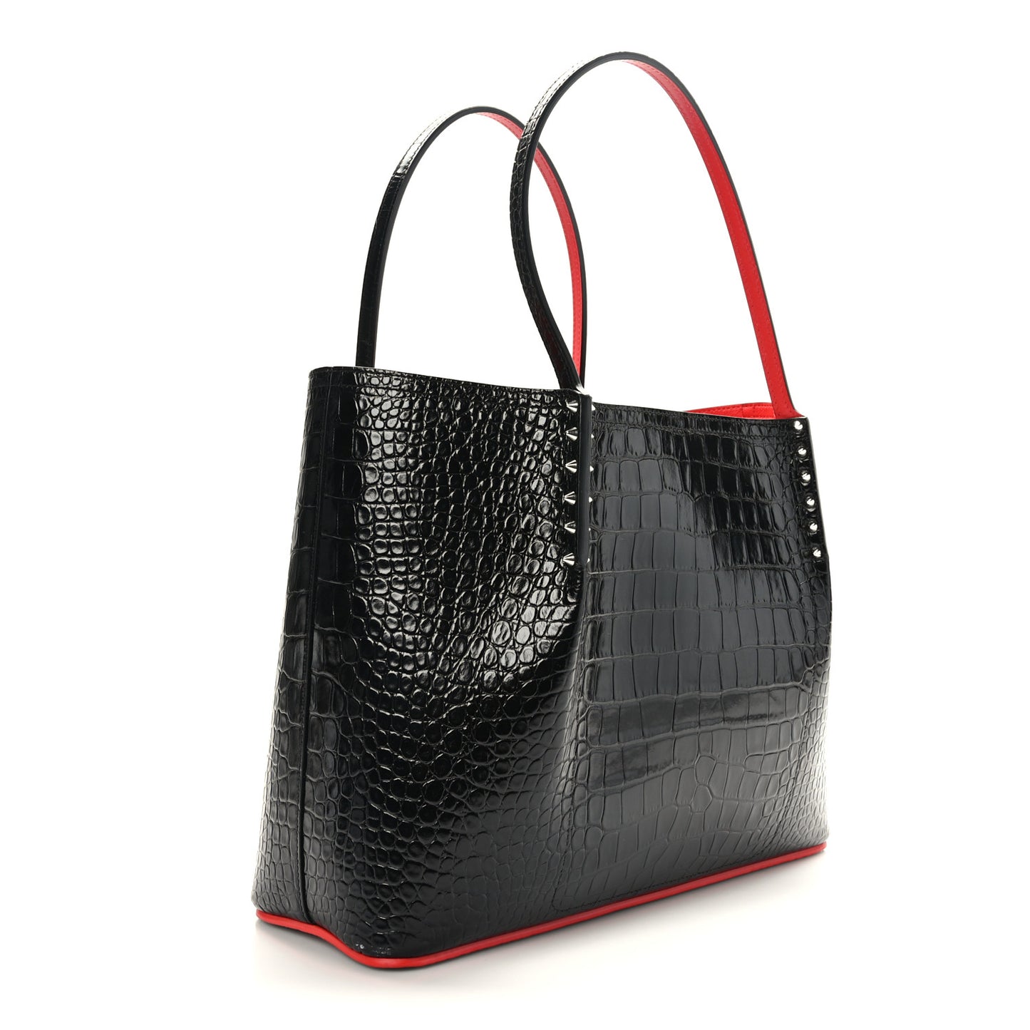 Calfskin Crocodile Embossed Spikes Large Cabarock Black