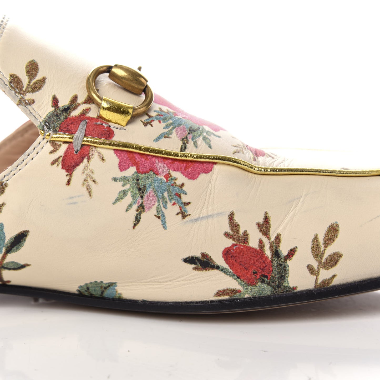 Calfskin Stamp Allover Rose Princetown Slippers 37 Ivory Multicolor