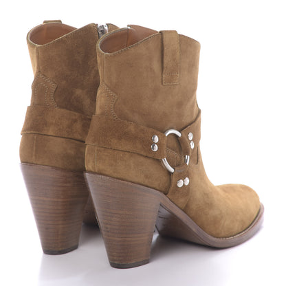 Saint Laurent Suede Curtis Harness Ankle Booties 37 Tan 4 of 11