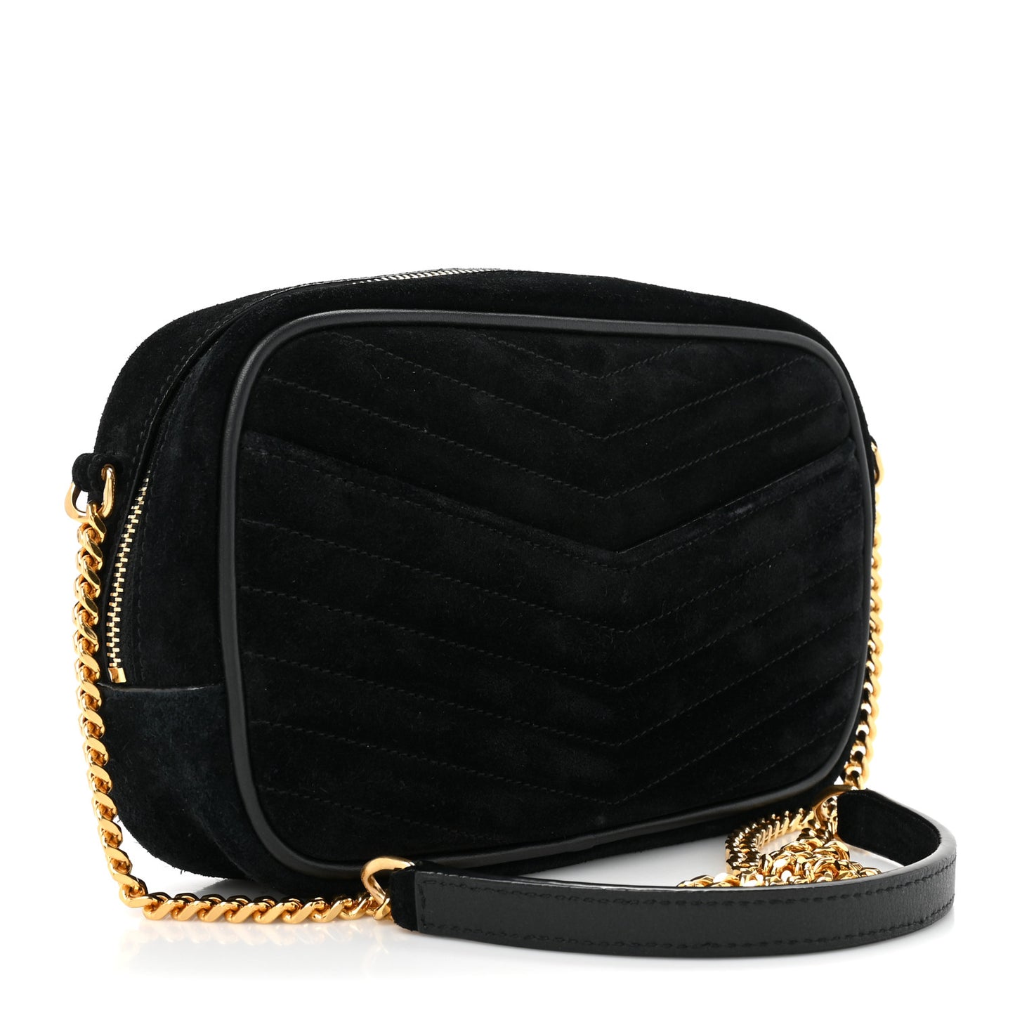 Suede Matelasse Monogram Mini Lou Camera Bag Black