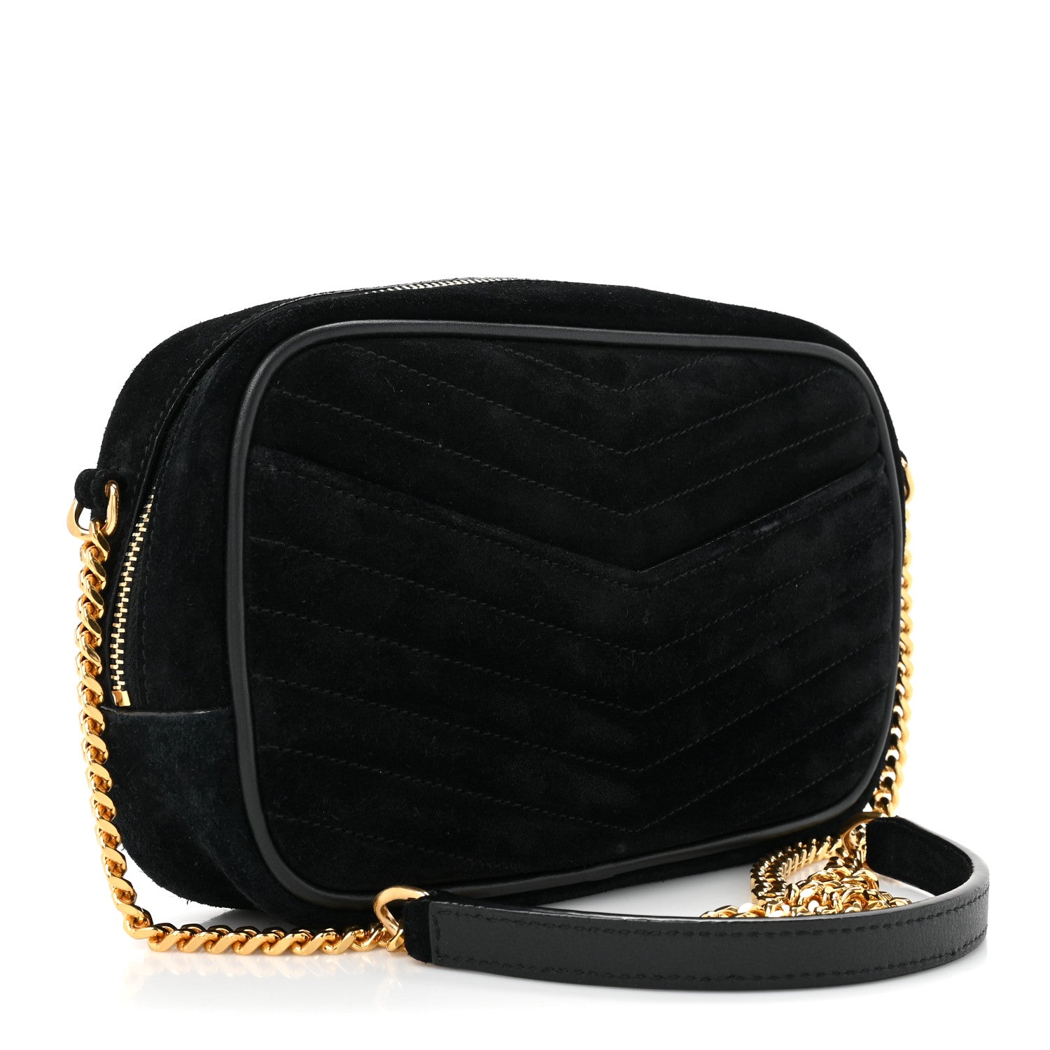 Saint Laurent Suede Matelasse Monogram Mini Lou Camera Bag Black 3 of 10