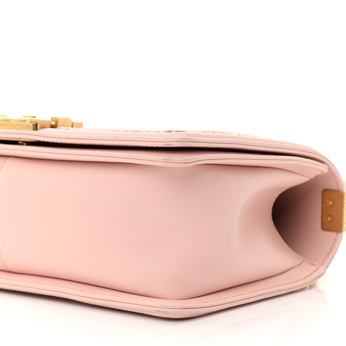 Lambskin Quilted Medium Chain Detail Boy Flap Light Pink