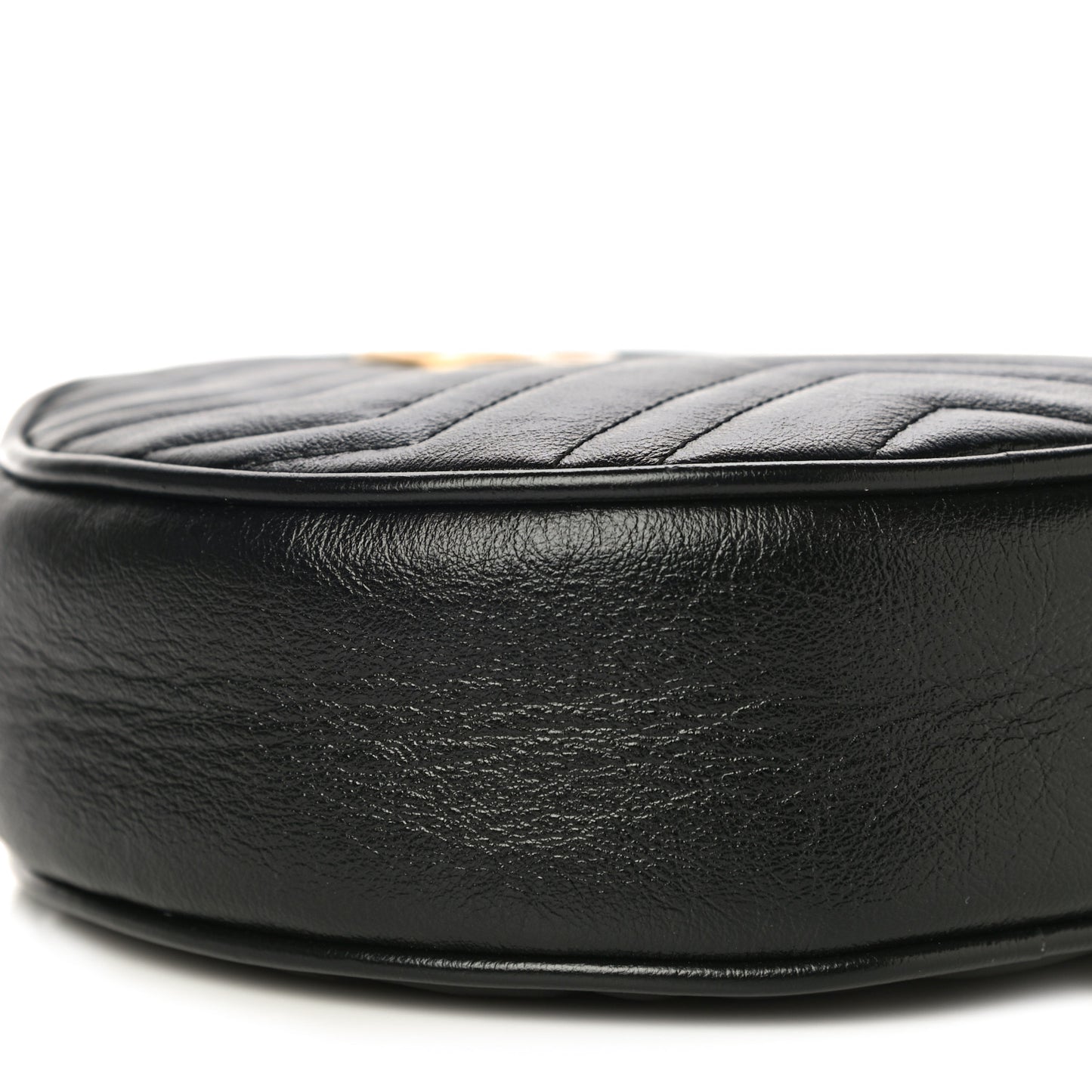 Azalea Calfskin Matelasse Heart Mini GG Marmont Round Shoulder Bag Black