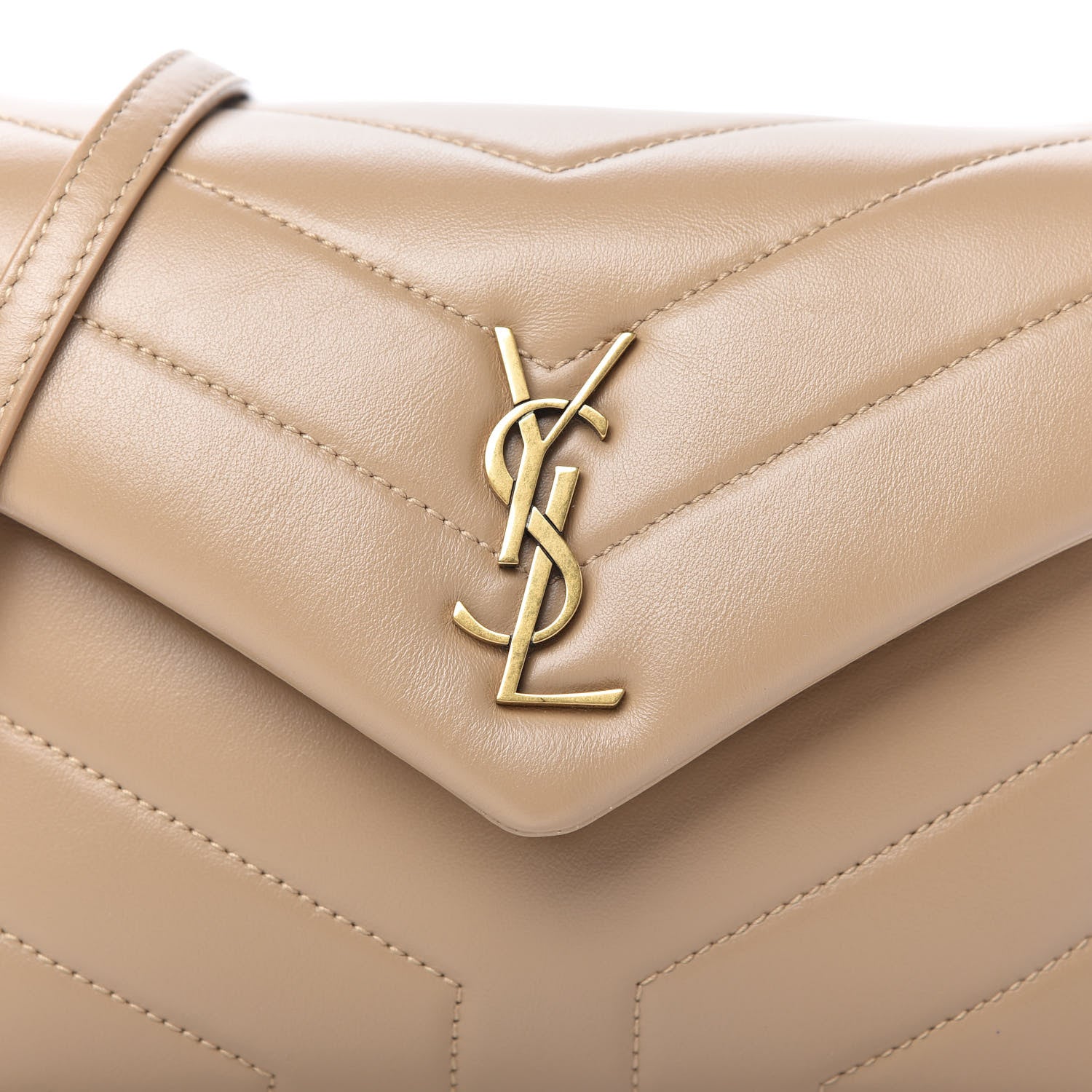 Saint Laurent Calfskin Y Quilted Monogram Toy Loulou Crossbody Bag Latte 10 of 11