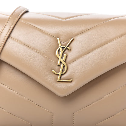 Saint Laurent Calfskin Y Quilted Monogram Toy Loulou Crossbody Bag Latte 10 of 11