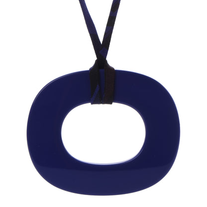 Hermes Lacquered Buffalo Horn Small Dip Dye Pendant Necklace Bleu Imperial 4 of 7