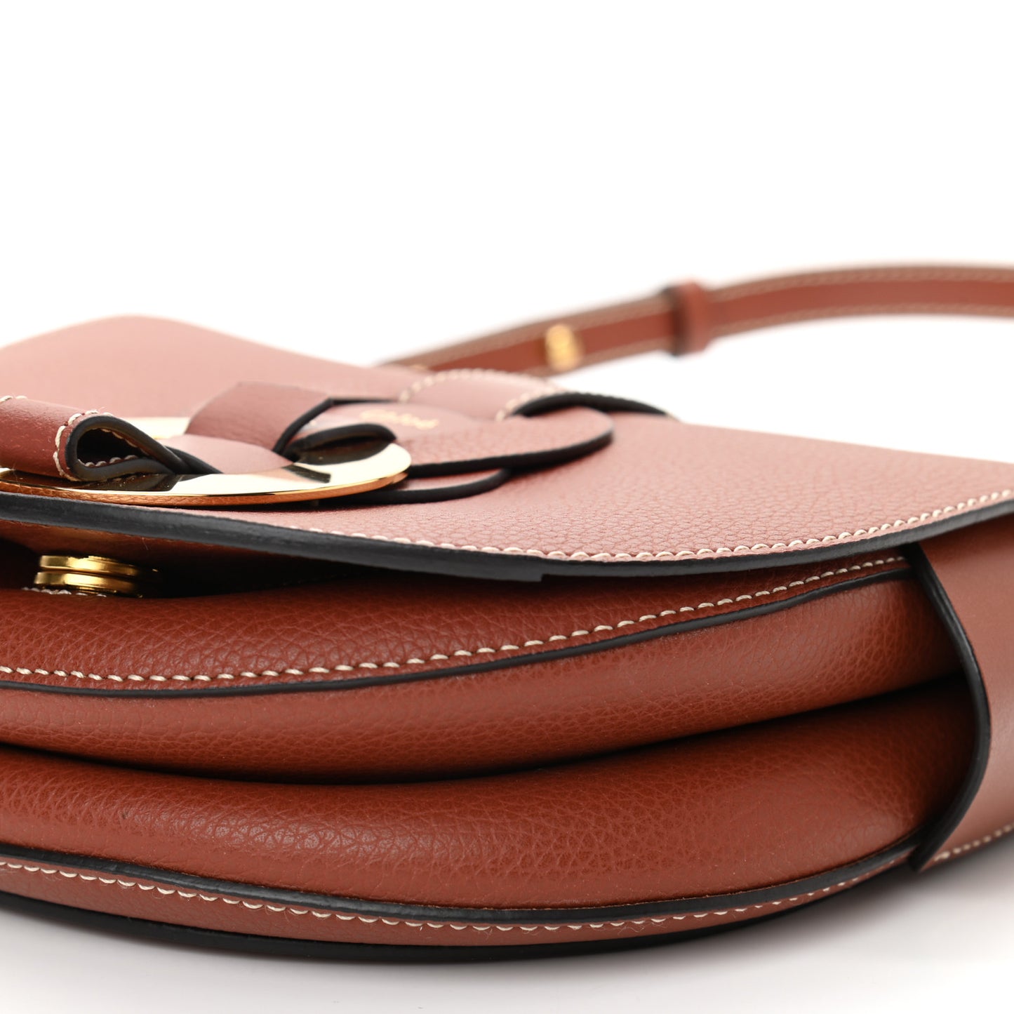 Grained Calfskin Small Darryl Saddle Crossbody Bag Sepia Brown