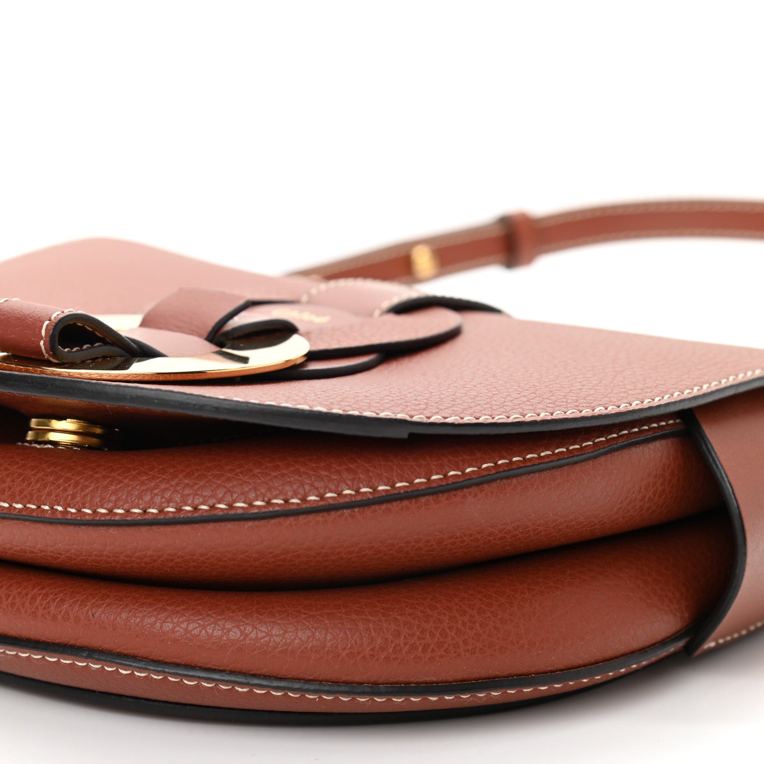 Chloe Grained Calfskin Small Darryl Saddle Crossbody Bag Sepia Brown 9 of 10
