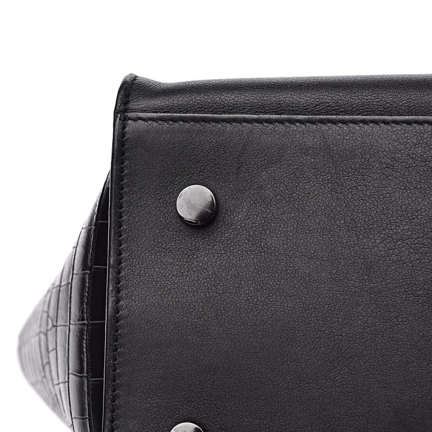 Smooth Calfskin Crocodile Embossed Small Monogram Downtown Cabas Black