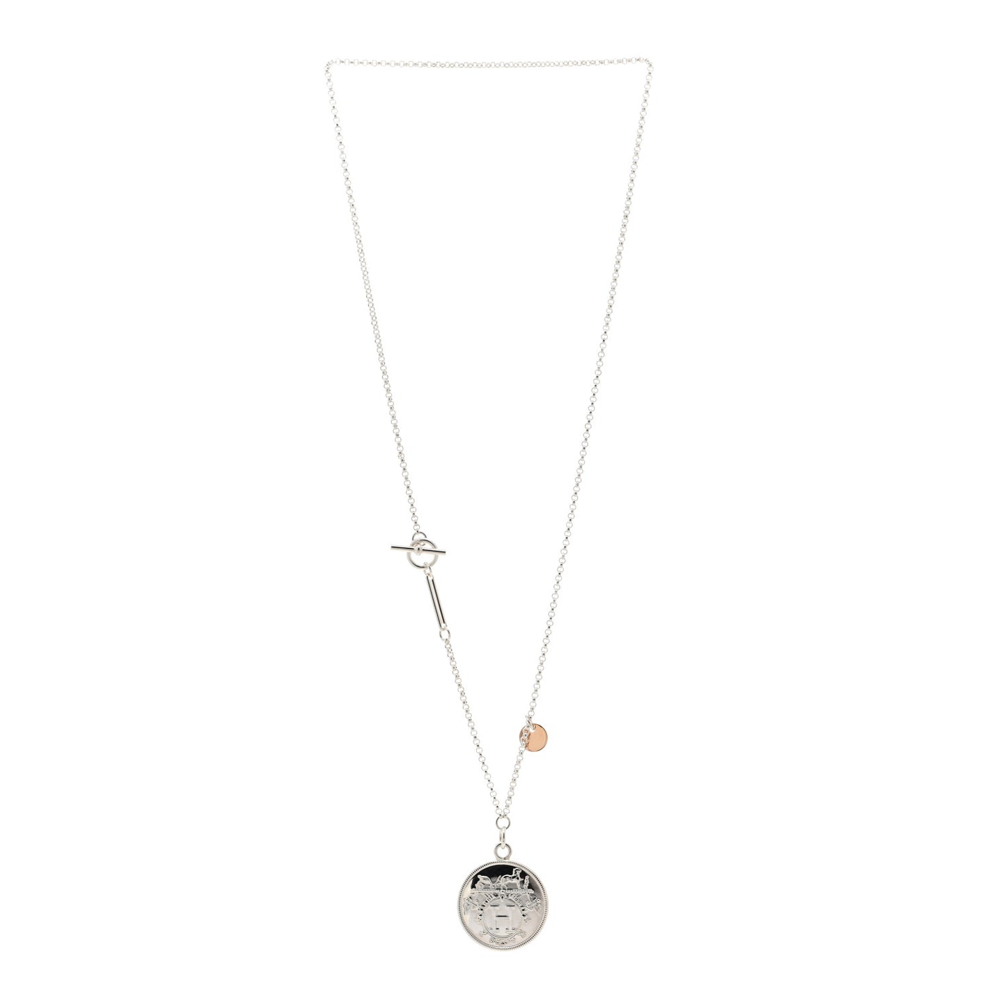 Sterling Silver 18K Rose Gold GM Ex-Libris Long Pendant Necklace