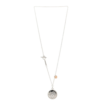 Hermes Sterling Silver 18K Rose Gold GM Ex-Libris Long Pendant Necklace 3 of 5