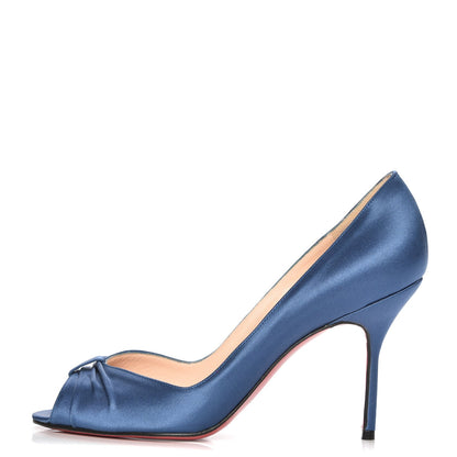 Christian Louboutin Satin Peep Toe 100 Pumps 39 Blue 1 of 11