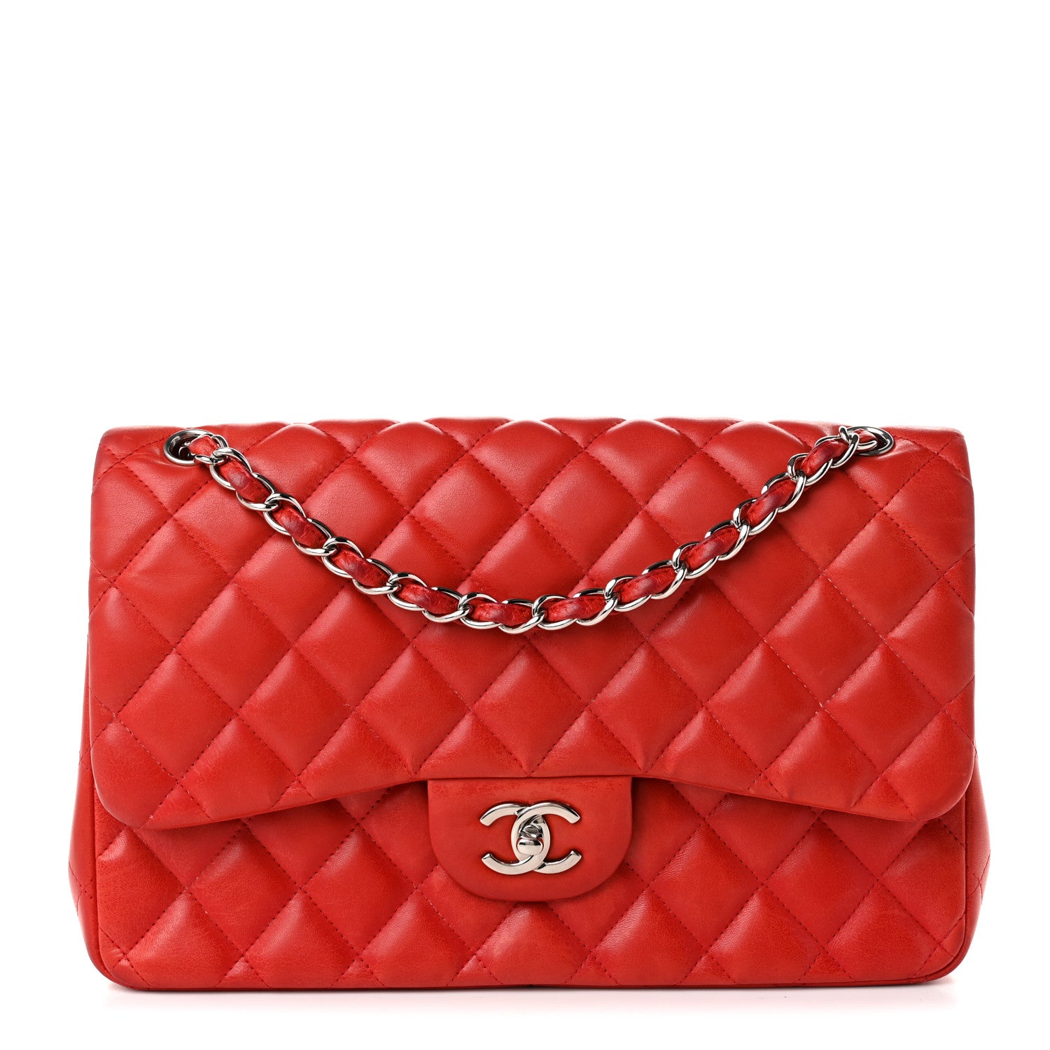 Chanel Lambskin Quilted Jumbo Double Flap Red 1 of 10