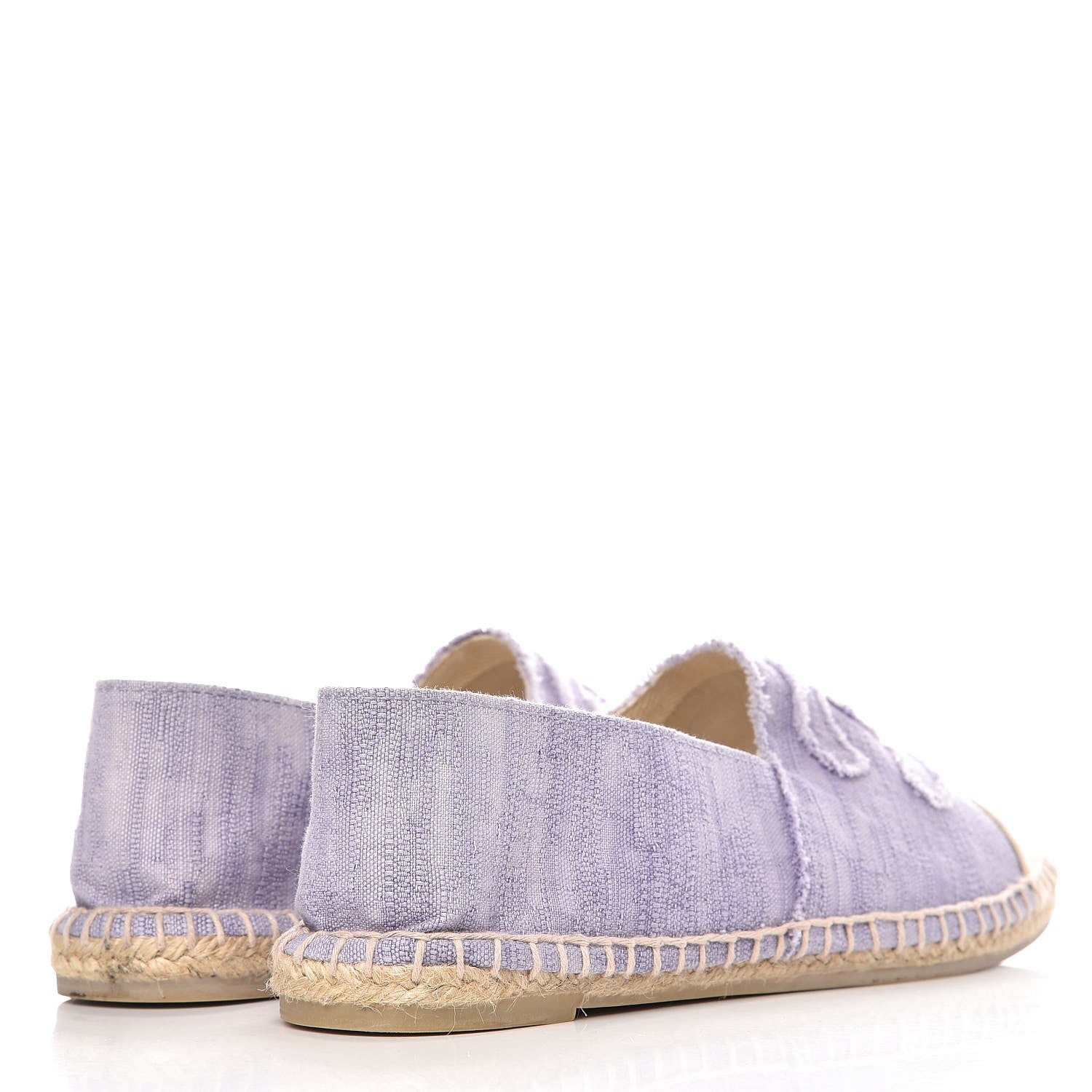 Chanel Toile CC Cap Toe Espadrilles 42 Ecru Purple 4 of 10