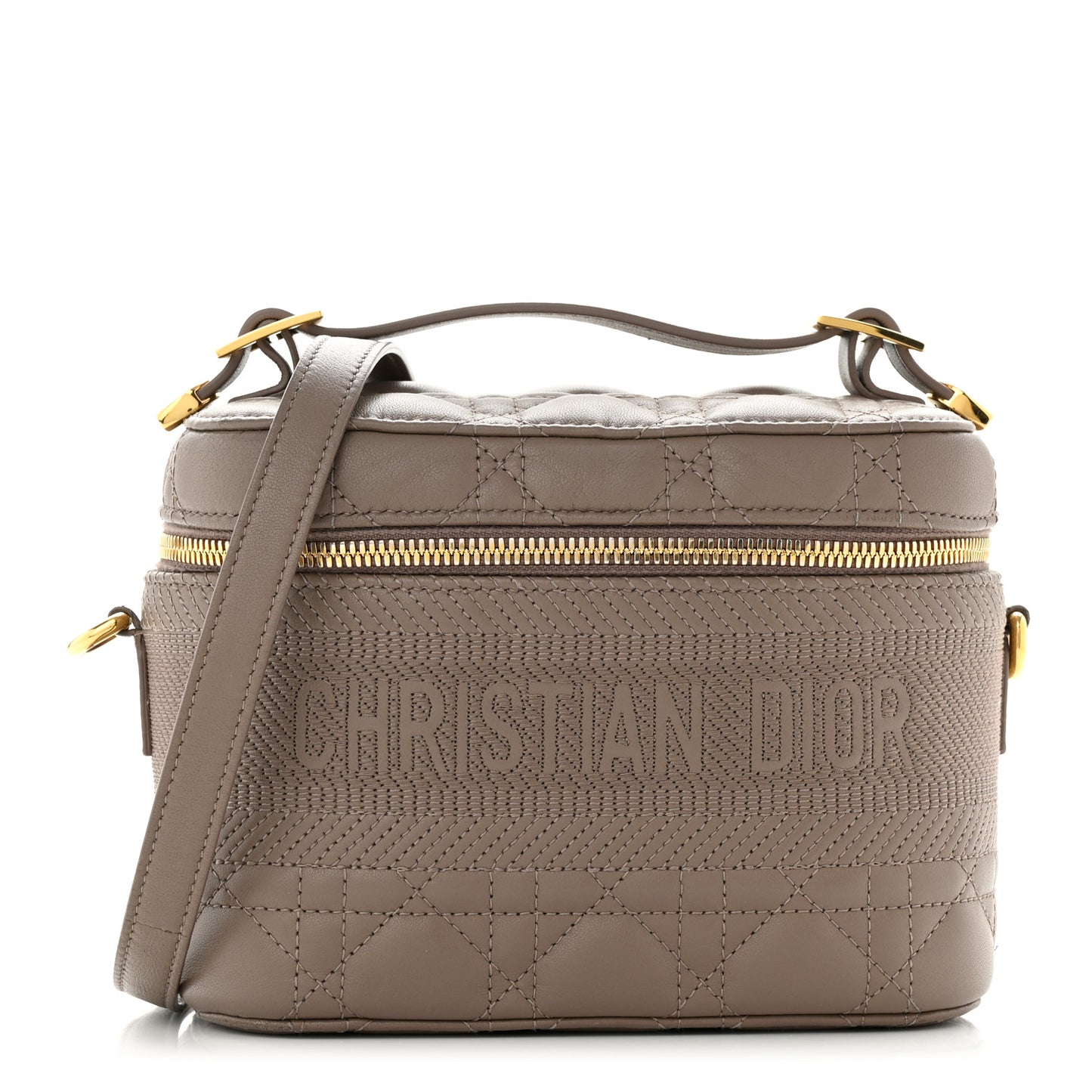 Lambskin Cannage Small Diortravel Vanity Case Warm Taupe