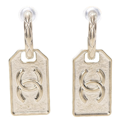 Chanel CC Tag Drop Earrings Gold 1 of 5