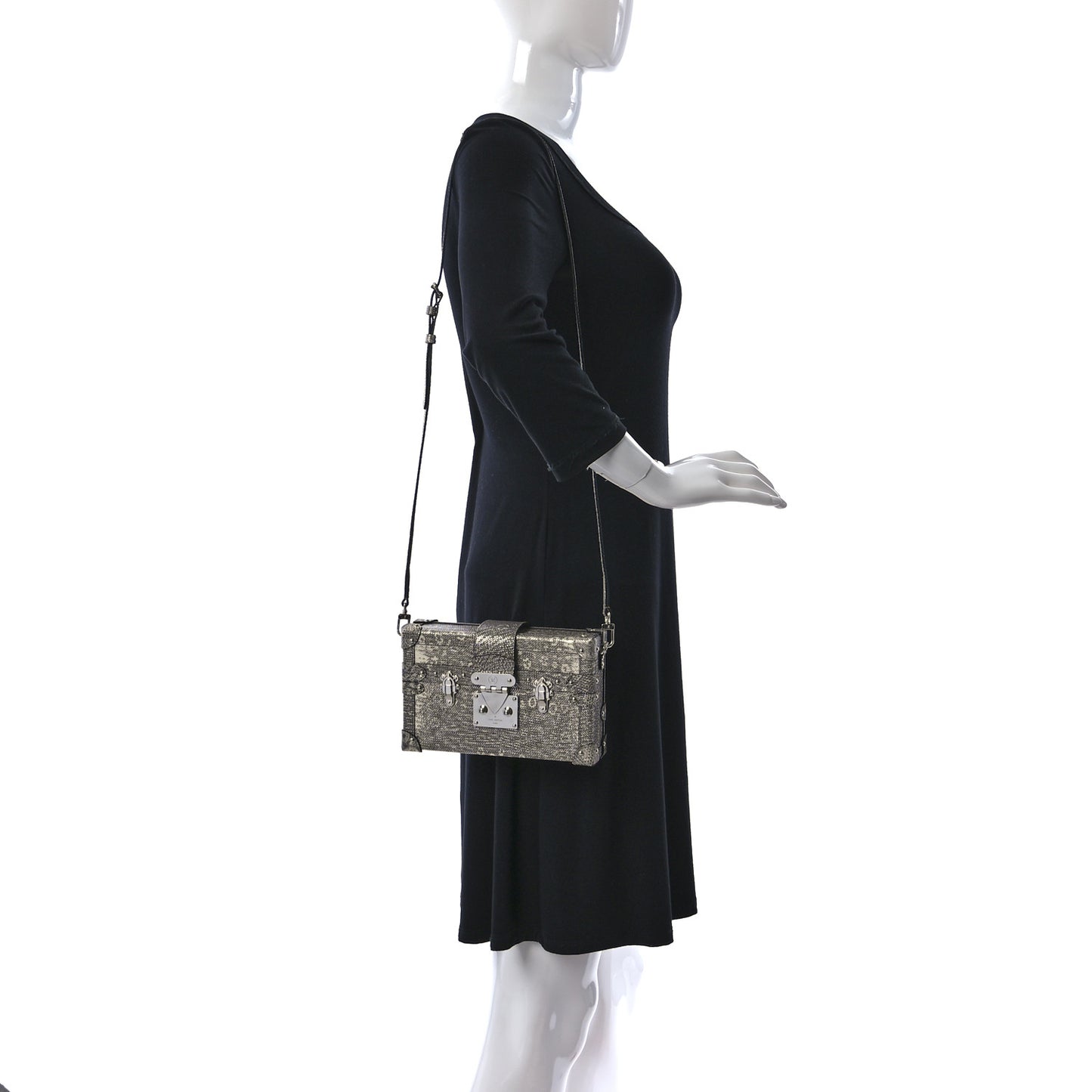 Lizard Petite Malle Silver
