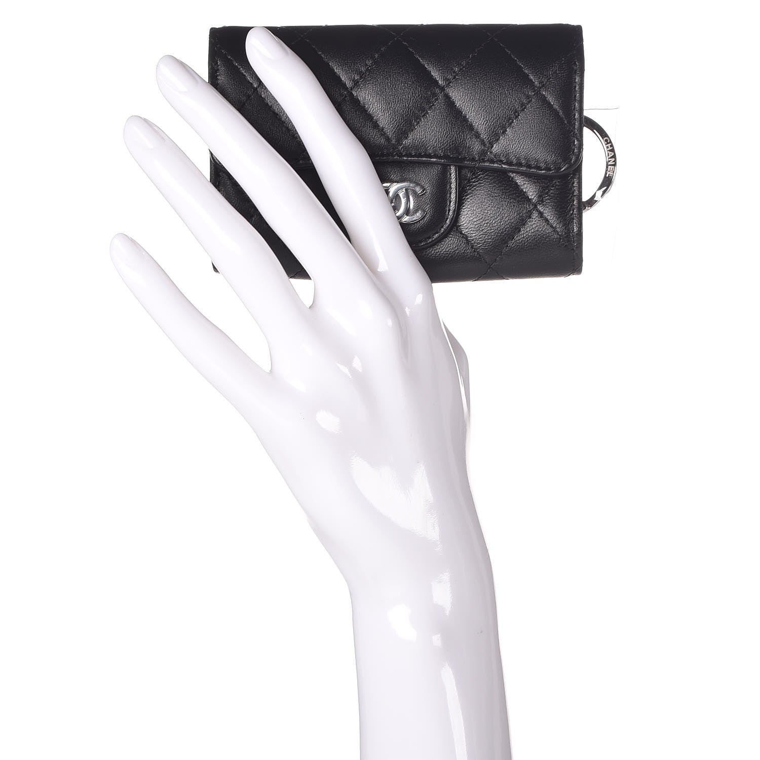 Chanel Lambskin Quilted 4 Key Holder Black 2 of 9