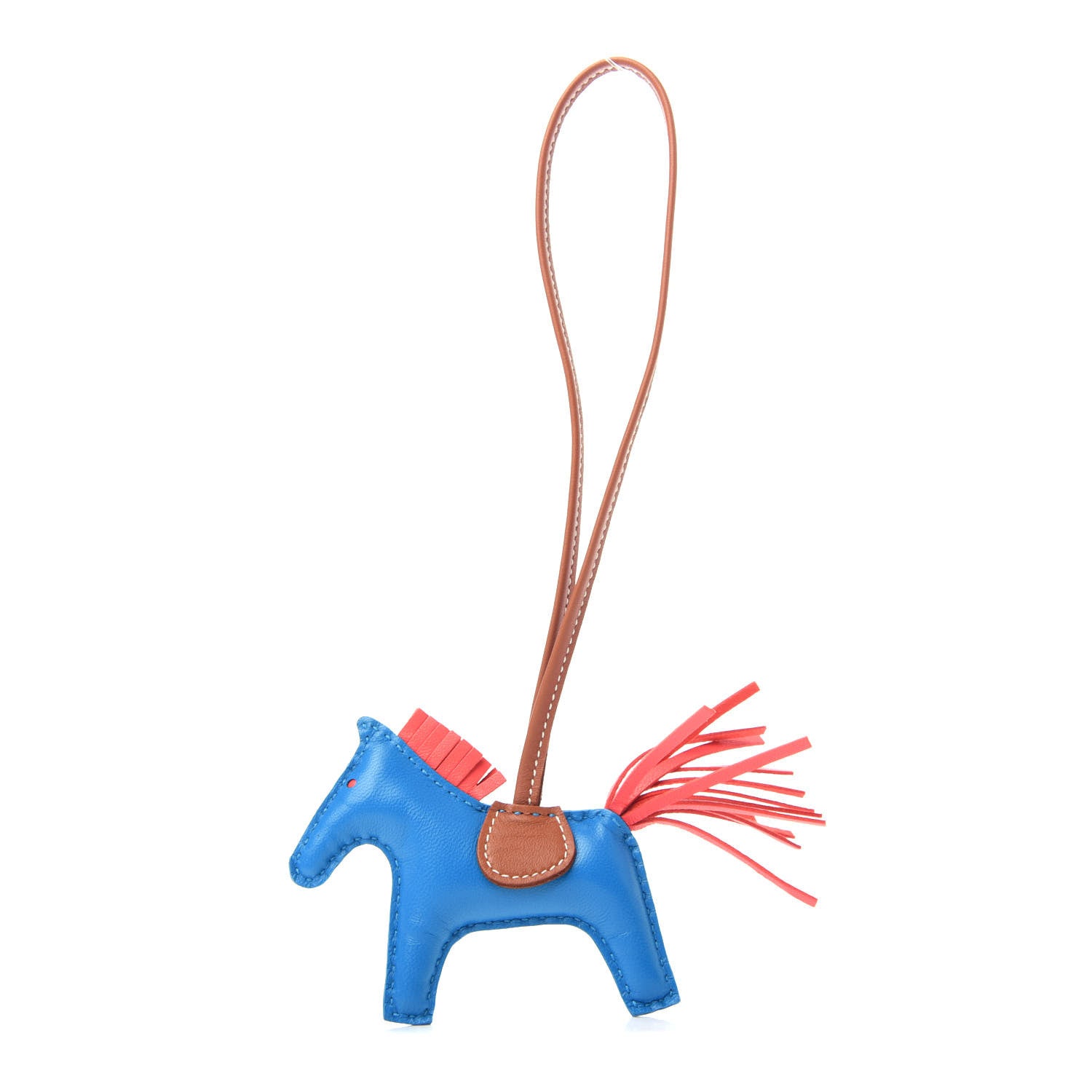 Hermes Milo Lambskin Grigri Rodeo Horse Bag Charm PM Blue Zanzibar Rose Texas Gold 1 of 4